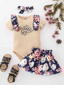 Baby Lequare Graphic rack Trument Bodysuit Флористическая печать Бумага-мешок талии юбка с повязкой она