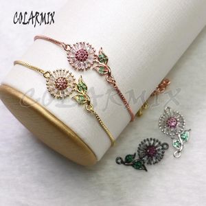 Charm Armband stycken Mode Färgrik Zircon Flower Armband Mix Färg Smycken Elegant present till Lady