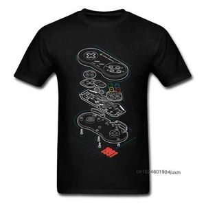 Custom T-shirt Gamer T Shirt Men Controller Anatomy Tops Tees Hip Hop Streetwear Studenci Arcade Tshirt Czarne ubrania bawełniane Y220214