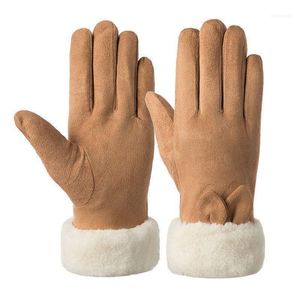 Damen-Reithandschuhe aus dicker Wolle mit Touchscreen, kältebeständig, für den Winter 2021 1