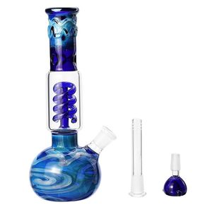 10.7 inch Blue Hookah Glass water bongs Water Shisha Pipe Dab Rig Pattern Oil Joint Handmade Bubbler for Smoking Percolator Tool