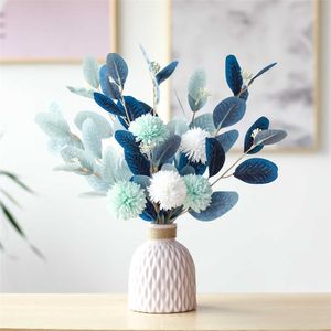 1pc Artificial Flower Simulation Handmade DIY Bouquet Dutch Leaf Bride Dandelion Bridal Bouquet For Home Wedding Vase Decoration 210624