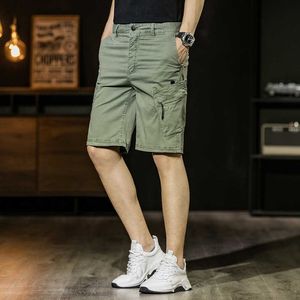 summer brand high-quality cotton Creative pocket men's casual shorts micro-elastic slim shorts khaki army green black 210531