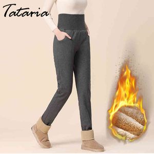 Tataria Women's Winter Pants for Cashmere Harem Warm Plus Velvet Thickening Sports Trousers 210514