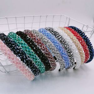 Banda de cabelo cristal de cristal de strass brilhante para mulheres acessórios menina headwear 12 cores