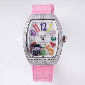 ABF Factory Luxury Watches V 32 SC FO COL DRM D Vanguard Lady 32mm Rose Gold Diamond ETA Quartz Womens Watch White Dial Rubber Strap Ladies Wristwatches