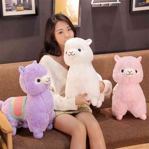 Ładne 35 cm / 50 cm Cute Siodle Alpaca Plush Toys Soft SSO Lalki Masztowane Zwierząt Zabawki Dzieci Prezent Urodzinowy 210728