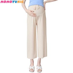 high waist wide leg Moms Maternity Clothes Pant Capris pregnancy trousers For Pregnant Women Pregnancy Pants plus size 210713