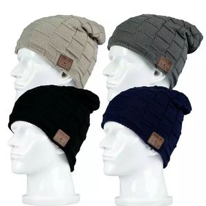 Universal Caps Słuchawki Mężczyźni Kobiety Soft Winter Beanie Siatka Kapelusze Linia Bezprzewodowa Bluetooth Smart Hat Headphone Zestaw Słuchawkowy Głośnik Mic Needgear Czapka z dzianiny 4 kolor