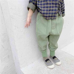 Autumn children korean style harem pants Boys and girls loose twill casual trousers 210508