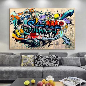 Kunstwerk Graffiti Kunst Street Pop Poster Leinwand Malerei Poster und Drucke Cuadros Wohnzimmer Home Dekoration Wandkunst