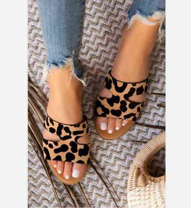 NXY Slippers Women's New Summer 2022 comfortable flat bottomed women's shoes round head leopard print outdoor slippers drop shipping 220125