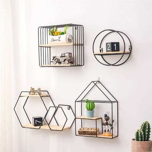 Creative Wall Shelf Decoration Shelf Organizer Nordic Wrought Iron Storage Rack Home Decor For Living Room Bedroom Storage Rack 210705