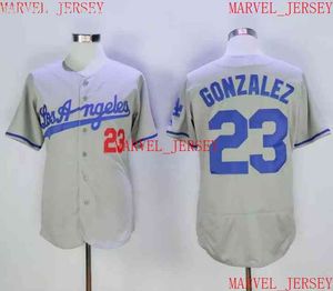 Män kvinnor ungdom #23 Adrian Gonzalez basebolltröjor grå sömnad Anpassa valfritt namn nummer Jersey XS-5XL