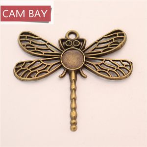 40pcs عتيقة Dragonfly Prendant Key Charms تناسب 8 مم DIY المصنوعة يدويًا إعدادات المجوهرات المعدنية Make254e