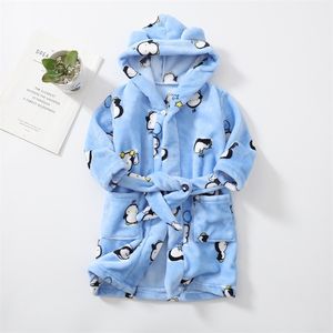 Boys Girls Hooded Bathrobe Toddler Unicorn Anime Cartoon Towel Beach Children's Sleepwear Baby Kids Bath Robes Pyjamas Nightgown 211130