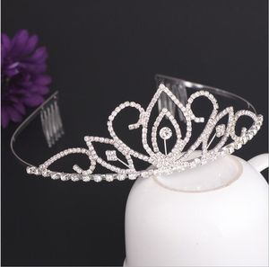 Headpieces Högkvalitativ lyxkristall Rhinestone Bridal Wedding Tiaras och Crowns Hair Accessories Ornament Silver Plated