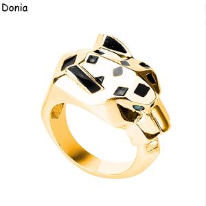 Anello di lusso gioielli Donia Moda europea e americana smalto occhio verde leopardo rame micro-intarsiato regalo di design zircone