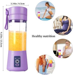 Electric Juicer Blender Kök USB Bärbara Personliga Bländare Med Travel Cup 380ml Uppladdningsbara Juicers Flaska Frukt Grönsaksverktyg FHL384-WY1564