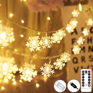 Strängar LED Snowflake Light String Twinkle Garlands År Batteri Powered Christmas Lamp Holiday Party Bröllop Dekorativa Fairy