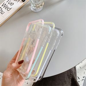 Transparent Candy Case för Samsung Galaxy S8 S9 S10 Plus Not 10 9 S10E A50 A70 A10 A20E A30 A7 2018 Mjukt klart stötsäkert lock