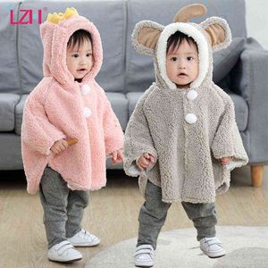 LZH 2021 Cute Cartoon Baby Boys Coats Shawl For Baby Girls Autumn Winter Cloak Windproof Children's Jacket 0-3 Years Kid Clothes H0909