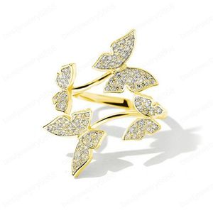 Dam Fashion Ring Justerbar Thumb Finger Jewly Silver Färg Rhinestone Present Double Butterfly Opening Ringar för Kvinnor