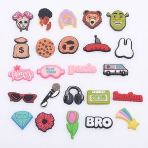 Cartoon style PVC shoes designer buttons Sandals Charms for microphone and headsetcroc shoe charm