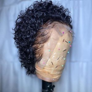 LX Brand Short Pixie Cut Wig Human Hair Wigs 13X1 Transparent Lace Wig For Women Cheap Human Hair Wig Curly Free Side Part Full Lace Wigsfac