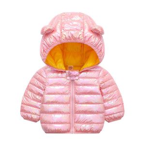 Kış Bebek Mont Bebek Erkek Kız Çocuklar Için Ceketler Sonbahar Giyim Moda Parlak Kapüşonlu Mont Yenidoğan Toddler Snowsuit H0909