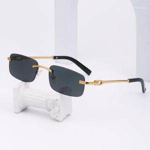 Sunglasses 2021 Rectangle Rimless Women Fashion Black Retro Square Frameless Sun Glasses For Men Gafas De Sol Hombre