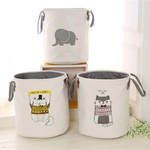 Pattern Laundry Hamper Cotton Rope Tessuto Tessuto Tessuto Canvas Lavanderia Basket Bag Bag Baby Toys Bin