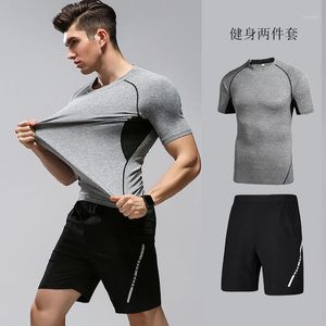 Erkek Eşofman Egzersiz Giysileri Tayt T-Shirt Eğitim Koşu Ekipmanları Spor Takım Elbise Basketbol Fitness