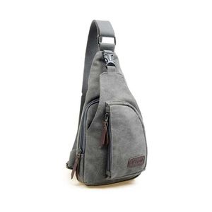 Wholesale tactical canvas bag resale online - Men Canvas Leather Satchel tactical Shoulder Sling Chest Pack Bags Cross Body Messenger Shoulder Backpack Solid Men Canvas Bag Q0721