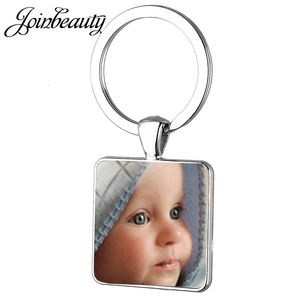 Joinbeauty Custom Po of Your Baby Mum Child Grandpa Parent for Family Gift Square Keychain Na01