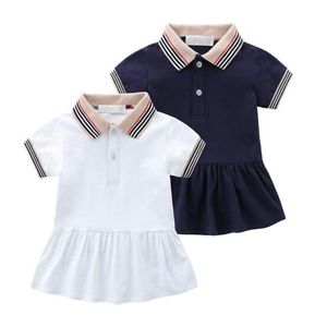 Moda ragazze vestono 2022 estate nuovo cotone di alta qualità ragazza manica corta risvolto camicia casual abito bianco bambini abiti da principessa