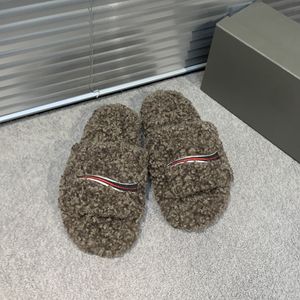 Mode designer vinter varm ull brev tofflor toppkvalitet mjuk ful fluffy furry plattform skor inomhus hem män kvinnor bekväma glidor sandaler scuffs