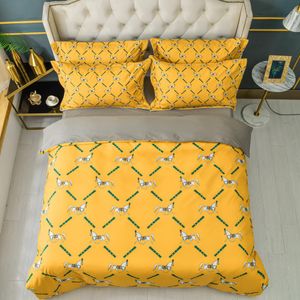 Soft Comforter Duvet Cover Cotton Bedding Sets 4pcs Designer Letter lattice horse Printing BedClothes Pillow Case Sheet