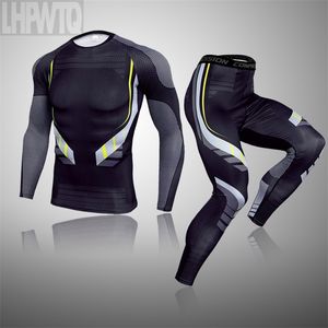 2 Pcs/Set Winter Thermal Underwear Men Compression Sports Suit Long Johns Clothes Running Sport Wear Exercise Workout Tights 211108