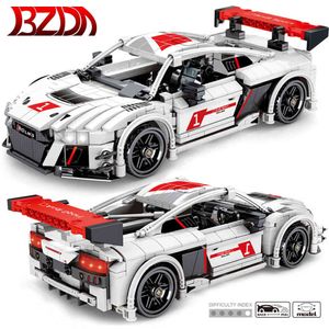 BZDA High-Tech Pull Back Racing Car blocks Creator City Speed Model Building Blocks A8 Supercar Bricks Toys Gift X0503