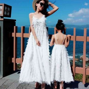 Mother Daughter Dress Summer fashion Tassel Sleeveless Dresses Parent-child Clothing Family Outfit YM004 210610