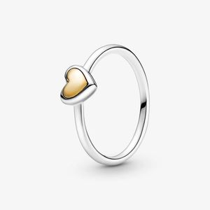 2021 Mother's Day Ring 925 Sterling Silver Jewelry Domed Golden Heart Rings For Women