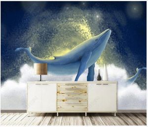 Пользовательские фото обои для стен 3d фрески обои современные Nordic ручной росписью мультфильм дельфин телевизор фоновые настенные украшения