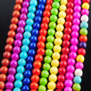 Wojiaer Gem Stone Howlite Fricquoise Round Round 8mm Strand حبات فضفاضة للقلائد المجوهرات Making15.5 