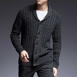 Fashion Brand Sweater Man Cardigan Thick Slim Fit Jumpers Knitwear High Quality Autumn Korean Style Casual Mens Clothes 211018