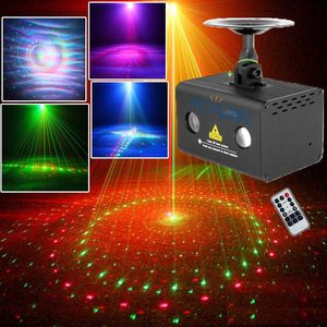 Effekter DJ-butik RGB LED-party Disco Light Red Green Home Laser Show System Projektor 20 Mönster Ljud aktiverat med fjärrkontroll