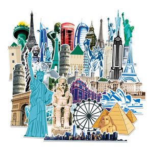 Laptop Marco Edifício Eiffel Tower Stickers 64pcs Estátua da Liberdade Pirâmide DIY Graffiti Decalques para bagagem Motocicleta ipad Phone Scooter Gamular Games Presente