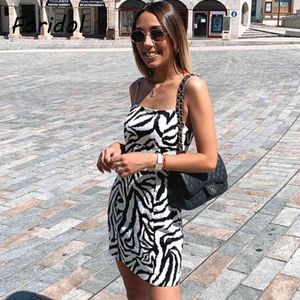 Föridol zebra tryck kort klänning kvinnor mode kläder mini sexig bodycon klänning vår sommar sundress strand klänning fodrad 210415