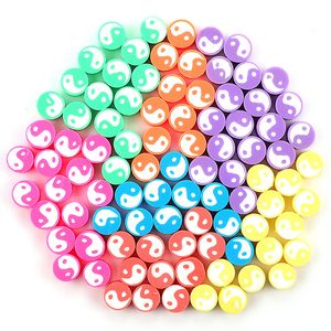 10mm tai chi rodada argila polímero espaçador espaçador yin yang grânulos para jóias diy fazendo pulseira colar acessórios 50 pçs / lote