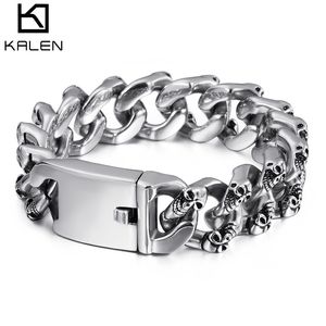 316L StainlSteel High-Quality Skull Series Peculiar Punk Style 22CM Men's Wide Chain Jewelry Gift X0524